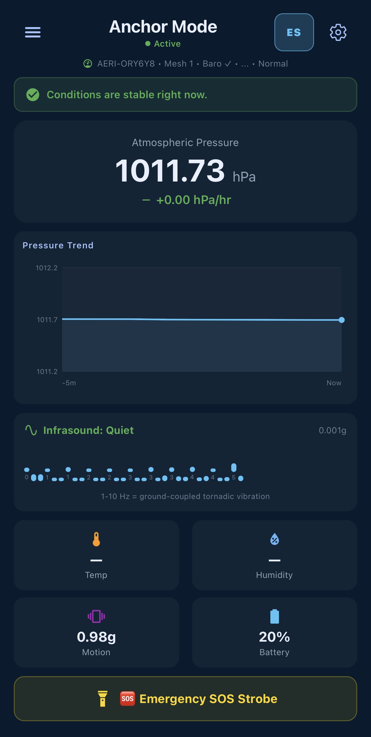 AERI Weather anchor mode screen